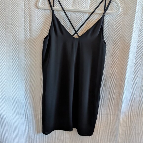 Topshop Black Criss-Cross Back Mini Slip Dress Size 2 Strappy NWT Cocktail - Picture 7 of 11